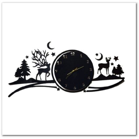Deers in Forest and Mountain scenic Clock