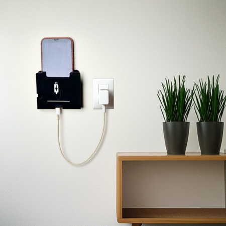 Black Wall Mount Acrylic Premium Mobile Phone charger Holder